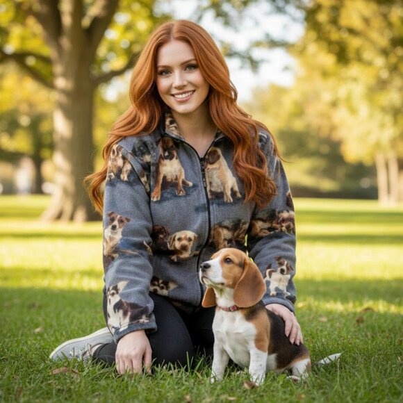 Zoofleece Jackets & Blazers - ZooFleece Dog Gray Dogs Puppy Beagle Jack Russel Fleece Sweater Jacket S-3X